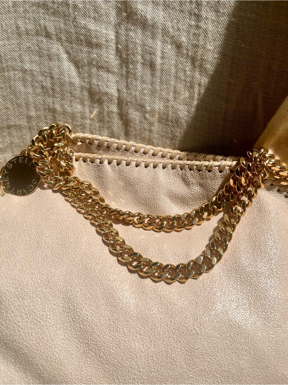 Stella McCartney Falabella Fold-Over Tote Cream Vegan with Gold - Picture 14 of 16